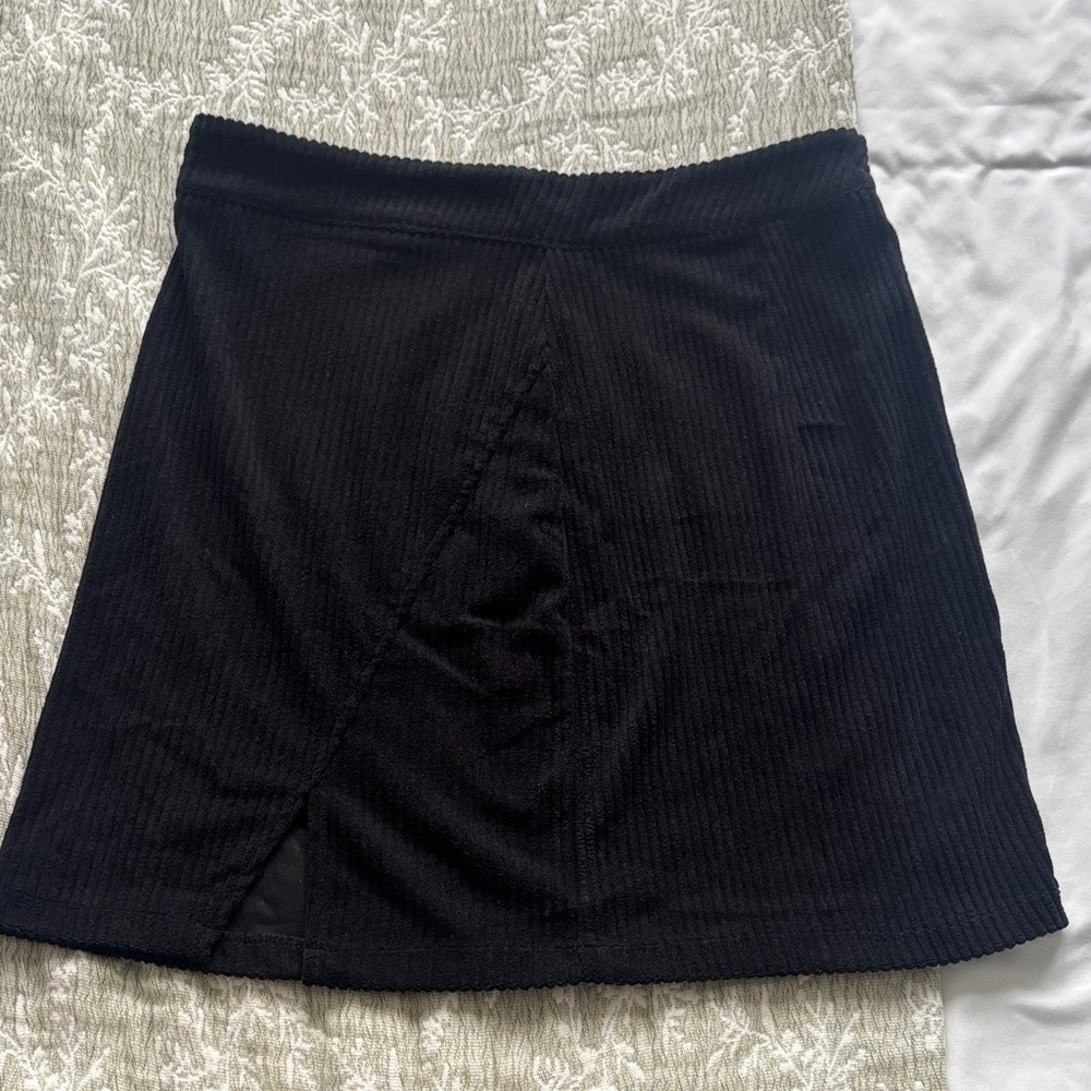 SHEIN Black Ribbed A-Line Mini Skirt